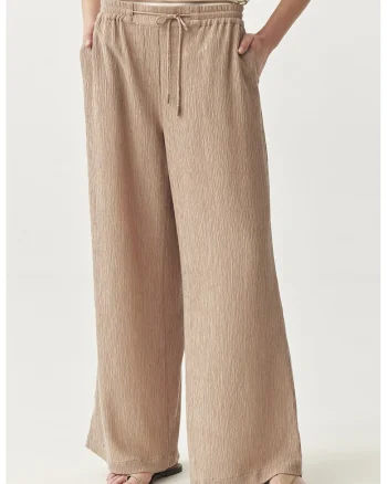 Pantaloni din amestec de lyocell cu snur, Bej inchis