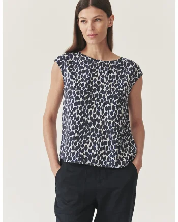 Tricou cu model, Alb/Bleumarin