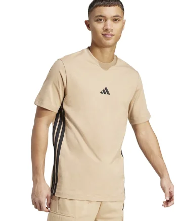 Tricou din bumbac cu decolteu la baza gatului si logo, Negru/Maro camel