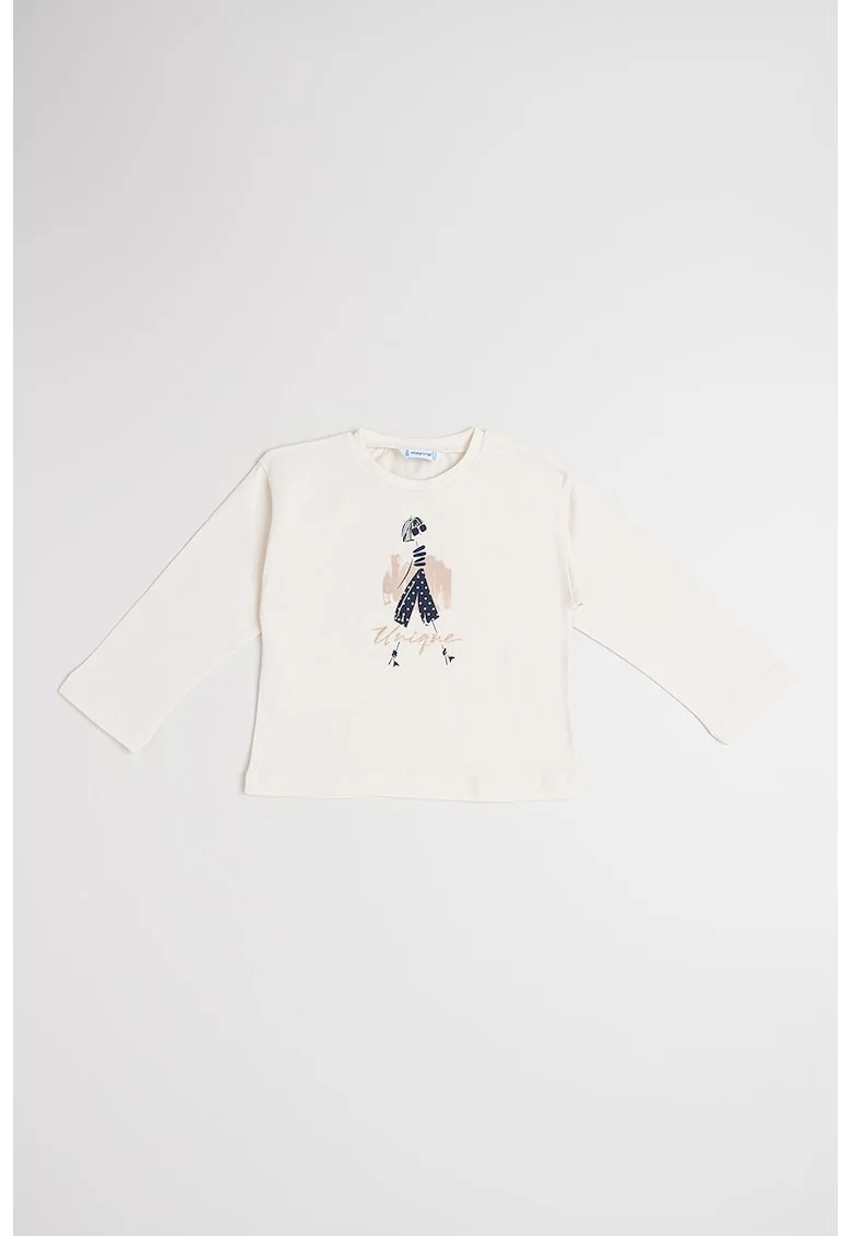 Bluza cu imprimeu grafic, Alb fildes/Roz prafuit/Bleumarin