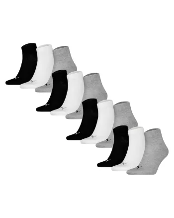 Set de sosete scurte unisex - 12 perechi, Alb/Negru/Gri