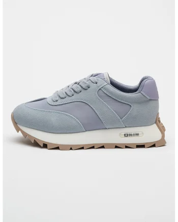 Pantofi sport cu insertii de piele intoarsa, Albastru azur/Albastru glaciar