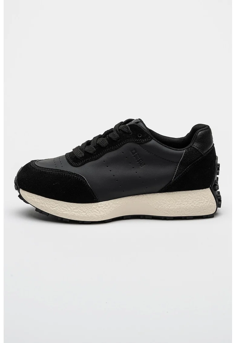 Pantofi sport uni cu detalii de piele intoarsa, Negru