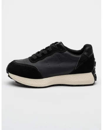 Pantofi sport uni cu detalii de piele intoarsa, Negru