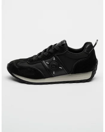 Pantofi sport low-cut cu detalii de piele intoarsa, Negru/Negru stins