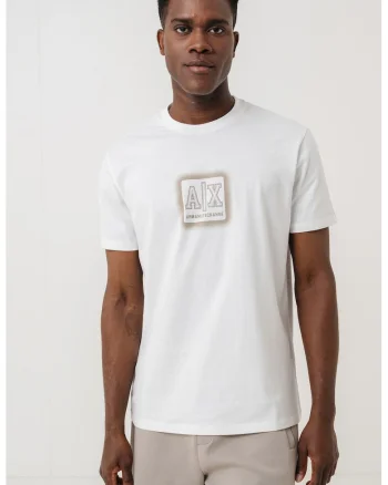 Tricou din bumbac cu imprimeu logo, Alb/Maro camel