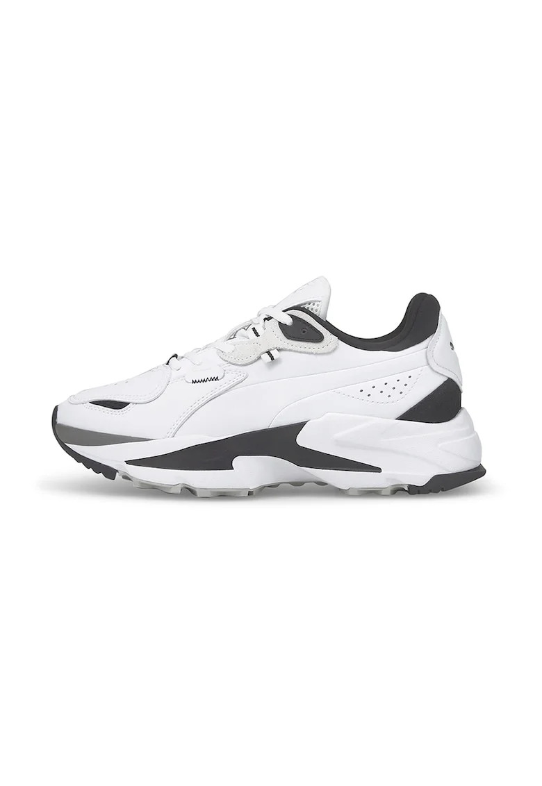 Pantofi sport din piele ecologica cu garnituri din piele intoarsa Orkid, Alb/Negru