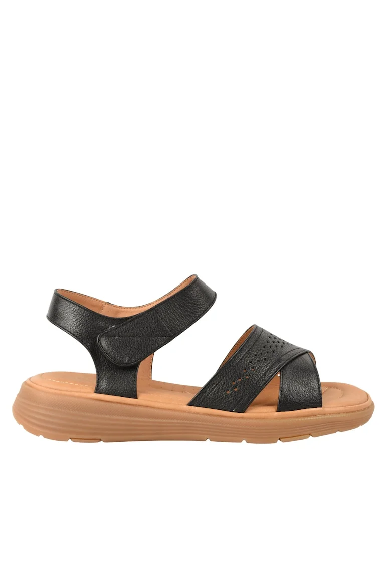 Sandale casual, dama,  33180 negru, piele naturala, Negru