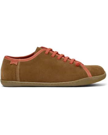 Pantofi sport din piele intoarsa cu sireturi elastice G3D Peu Cami Twins, Maro