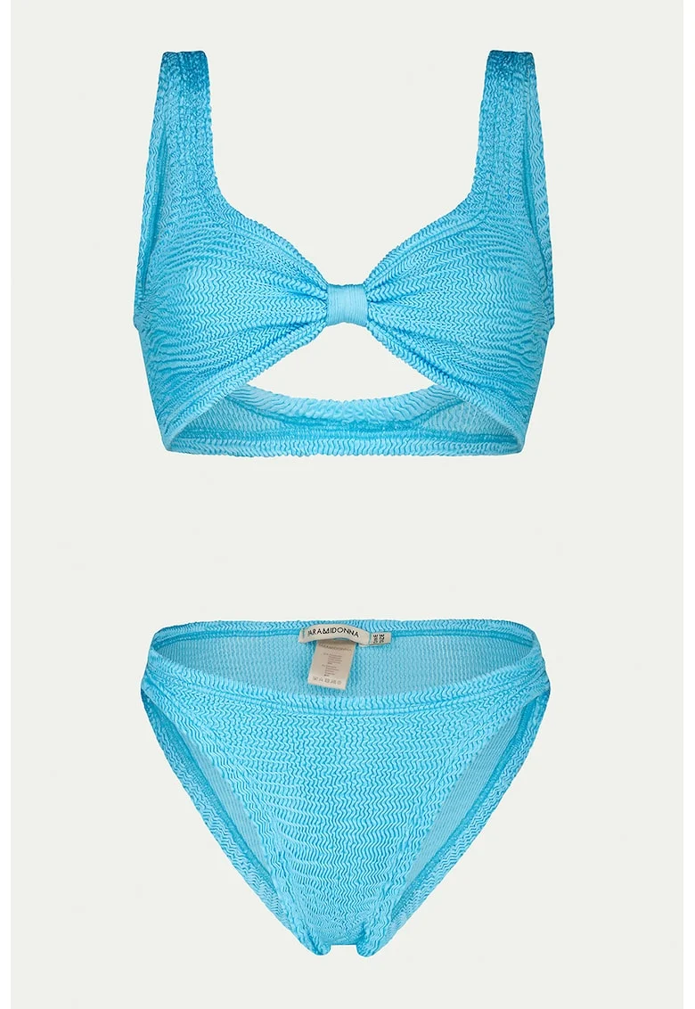 Costum de baie din doua piese cu aspect texturat, Turcoaz