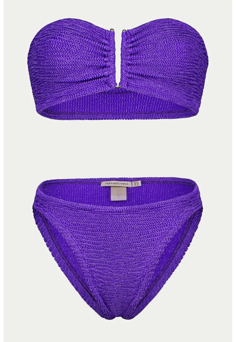 Costum de baie cu doua piese si aspect texturat Frida, Violet