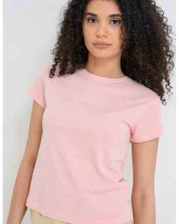 Tricou slim fit din bumbac organic, Roz deschis