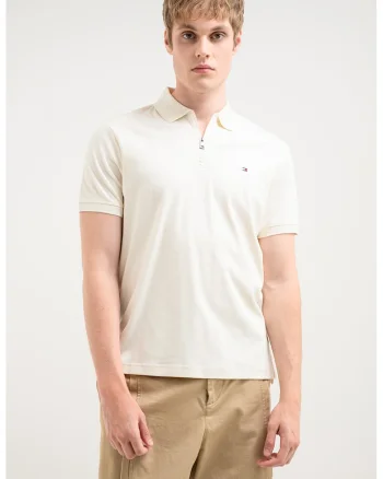 Tricou cu guler polo Interlock, Crem