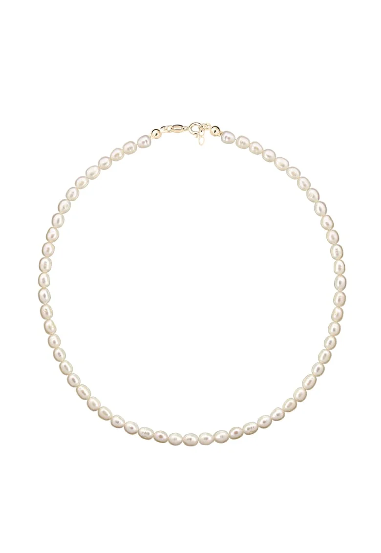Colier Aur 585 -14K cu perle de cultura albe 6, 5mm, inchizatoare clasica, 39 CM