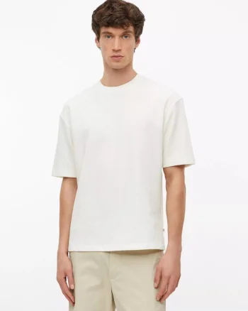 Tricou barbati la baza gatului din bumbac, Regular fit, Alb