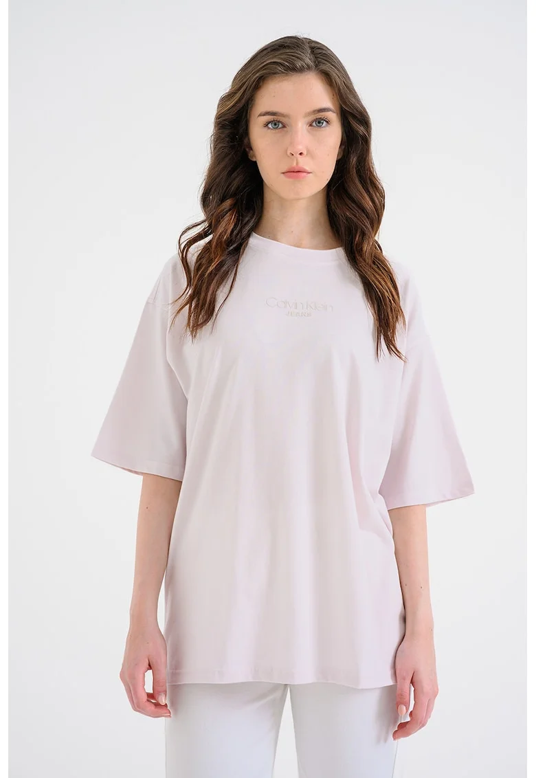 Tricou supradimensionat din bumbac, Roz pal