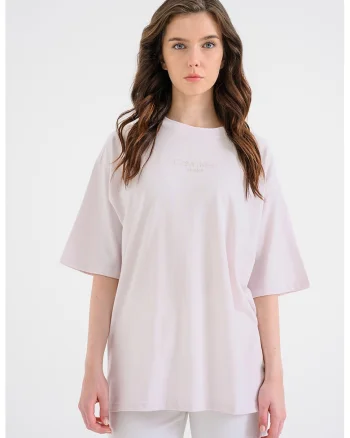Tricou supradimensionat din bumbac, Roz pal