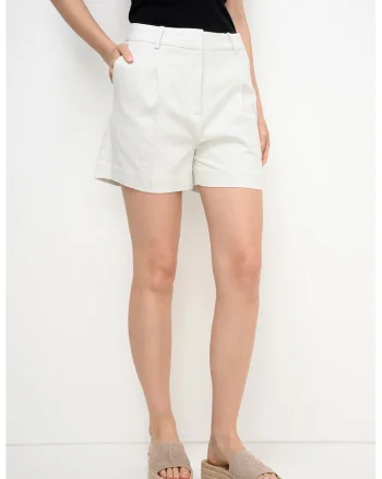 Pantaloni scurti din amestec de in, Crem