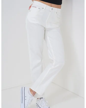 Blugi slim-fit, Alb fildes