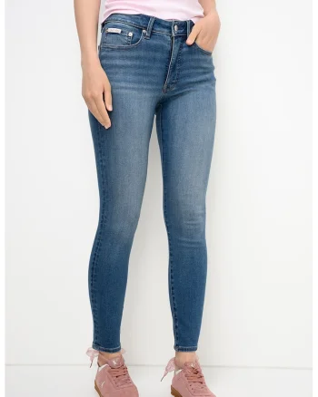 Blugi slim-fit cu talie medie, Albastru inchis