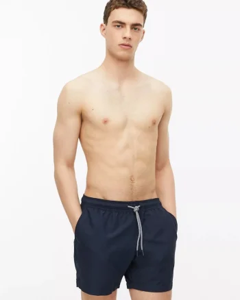 Pantaloni scurti barbati pentru inot cu croiala Regular fit, Bleumarin inchis,