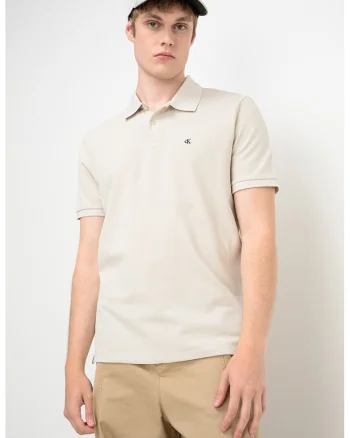 Tricou polo de bumbac pique, Alb murdar