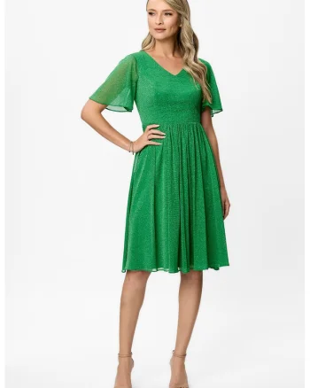 Rochie cu maneci fluture Mariela, Verde