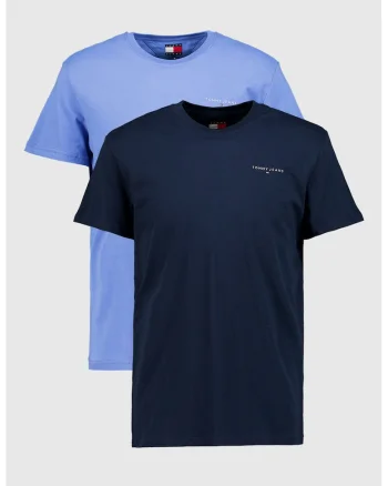 Set de tricouri slim-fit din bumbac cu logo discret - 2 piese, Albastru