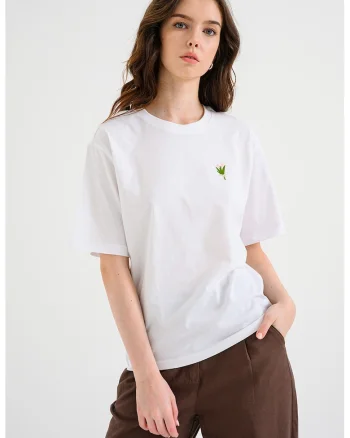 Tricou din bumbac organic cu imprimeu pe partea din spate, Alb optic