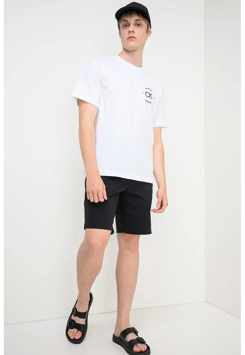Tricou din bumbac cu imprimeu logo, Alb/Negru