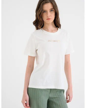Tricou lejer cu decolteu la baza gatului, Alb optic