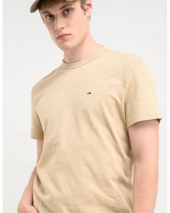 Tricou regular-fit cu logo brodat discret, Bej