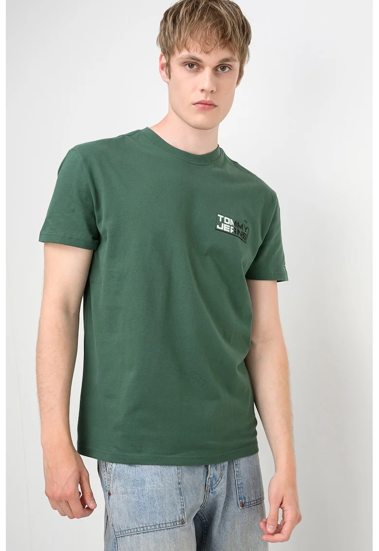 Tricou regular-fit cu imprimeu logo, Alb/Verde/Negru