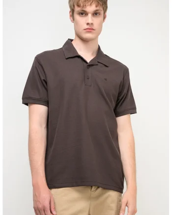 Tricou polo cu model uni, Maro inchis