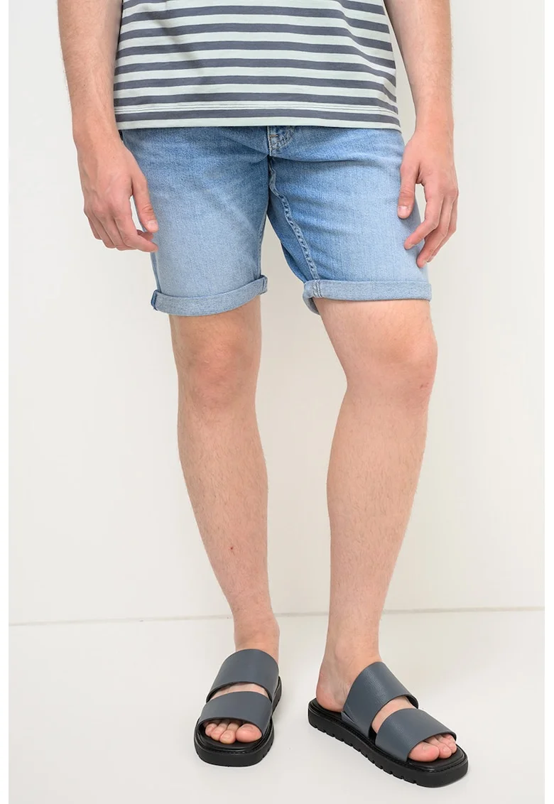Blugi scurti cu croiala slim-fit Scanton, Albastru