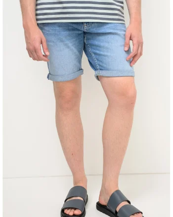 Blugi scurti cu croiala slim-fit Scanton, Albastru