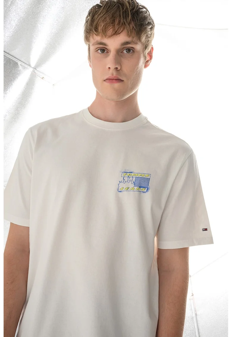 Tricou relaxed-fit cu imprimeu Bubble Flag, Alb/Galben neon/Albastru