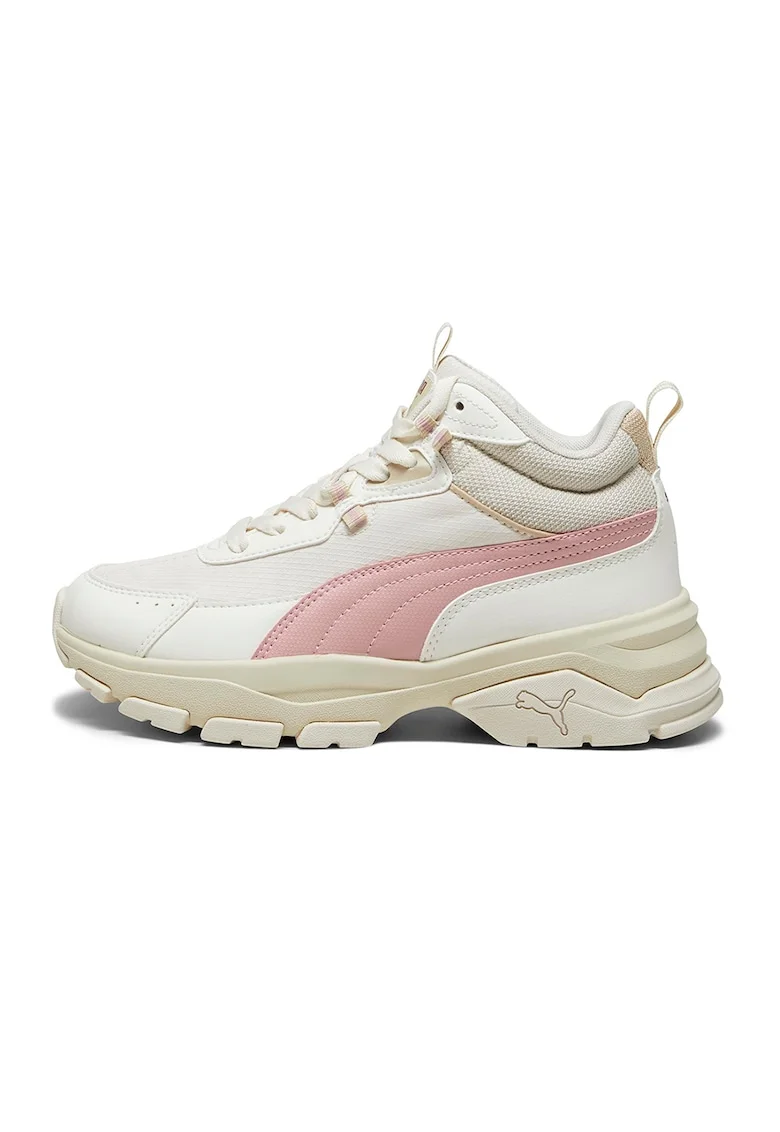 Pantofi sport high-top de piele ecologica si material textil Cassia, Roz/Bej deschis