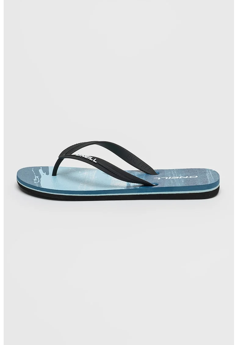 Papuci flip-flop cu logo Profile, Albastru inchis/Albastru deschis