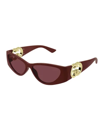 Ochelari de soare cat-eye cu logo lateral, Visiniu