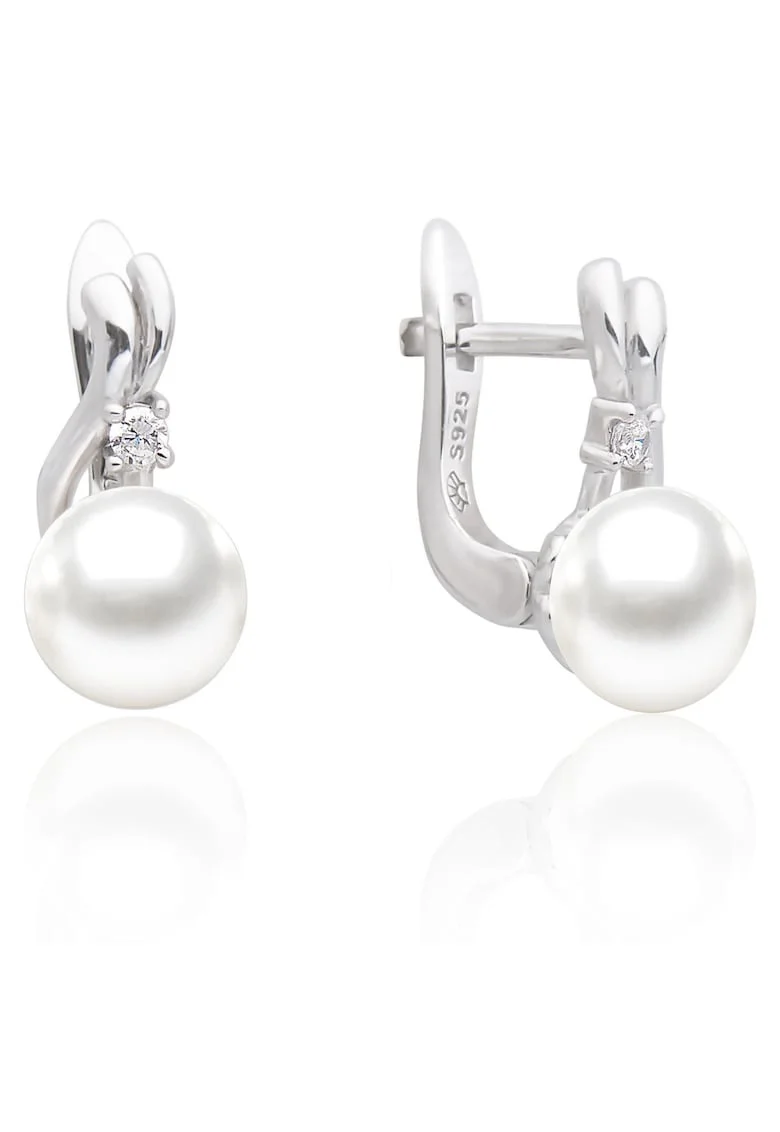 Cercei argint cu perle naturale si zirconia - Tendre