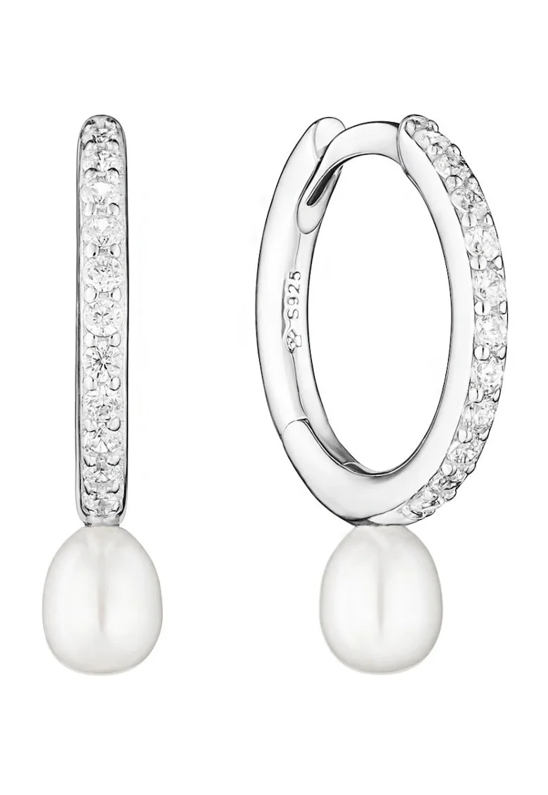 Cercei argint cu perle naturale si zirconia pavé - Eternity