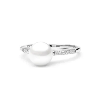 Inel argint cu perla naturale si zirconia pavé - Noble