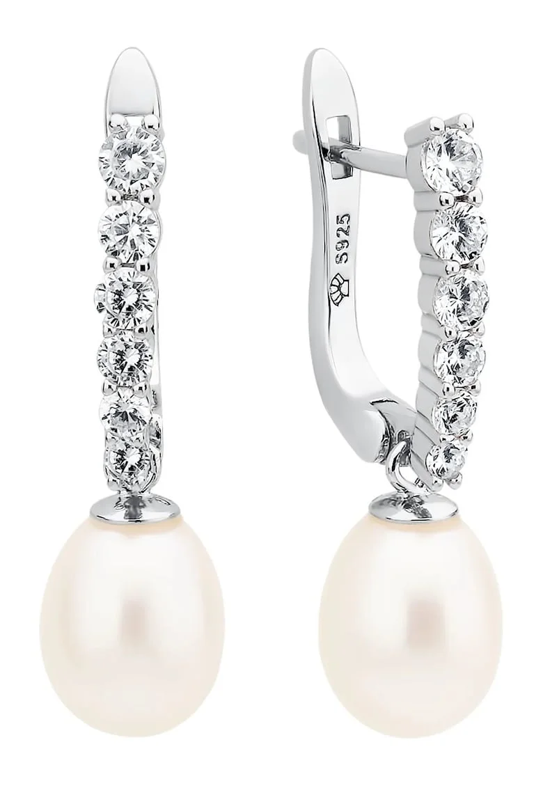 Cercei argint cu perle naturale si zirconia - Poème