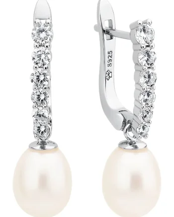 Cercei argint cu perle naturale si zirconia - Poème