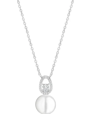 Pandant argint cu perla naturala si zirconia pavé - Lágrima
