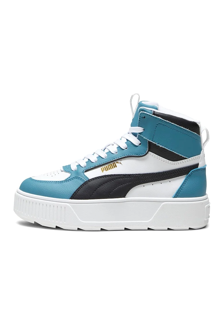 Pantofi sport cu insertii de piele Karmen Rebelle, Alb/Negru/Albastru prafuit