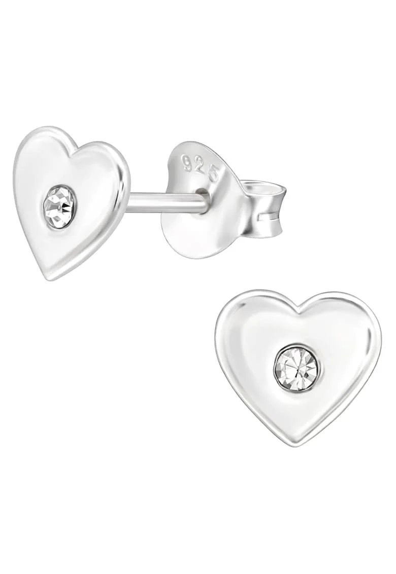Cercei Argint 925 Inimioare cu Cristale Zirconia, 6x6mm, inchidere fluturas