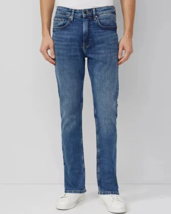 Blugi barbati Mauro cu talie medie, croiala Regular Fit, Tapered Leg, Albastru deschis, W30 L32