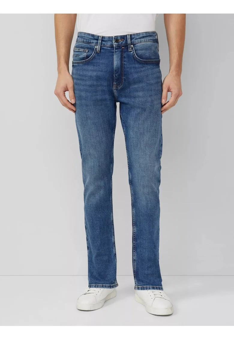 Blugi barbati Mauro cu talie medie, croiala Regular Fit, Tapered Leg, Albastru deschis, W31 L32